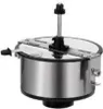 A silver popcorn maker with a black handle and lid mechanism, shown from a slight angle. Náhled obrázku produktu