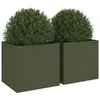 Two green square planters with green bushes inside, set against a white background. Anteprima dell’immagine prodotto