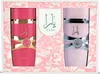 A gift set of two perfumes, one pink and one hot pink, displayed in a decorative box. Voir les images du produit