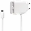 A white USB wall adapter with two USB ports and a white Micro-USB cable is shown against a white background. Anteprima dell’immagine prodotto