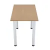 A rectangular table with a light oak wood top and four silver legs, presented against a white background. Produktbild-Vorschau