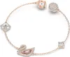 A rose gold bracelet with various charms, including a swan, on a white background. Produktbild-Vorschau
