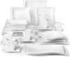 A collection of white porcelain dinnerware and drinkware is neatly arranged on a white background. Náhled obrázku produktu