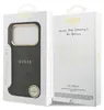 The image shows the packaging of a GUESS phone case, with the case visible through a cutout on the left side and marketing text and graphics on the right side. Anteprima dell’immagine prodotto