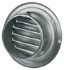A close-up studio shot of a round, silver metal ventilation grille with a mesh screen. Produktbild-Vorschau