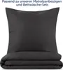 A folded duvet and a pillowcase are shown, both in dark grey. Anteprima dell’immagine prodotto