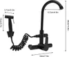 A black faucet with a spray nozzle and dimensions indicated by measurement lines and text. Podgląd zdjęcia produktu
