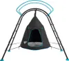 A black and blue TP Toys steel climbing frame with a hanging UFO tent. Produktbild-Vorschau
