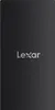 A black Lexar external SSD with the Lexar logo in the center. Produktbild-Vorschau