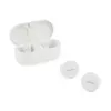 A white charging case and two white earbuds are displayed on a white background. Produktbild-Vorschau