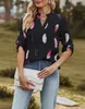 ASKSA Chemisier Femme Col V Mousseline Imprimé Hauts Voir les images du produit 2