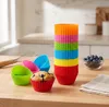24x Bunte Silikon Muffinförmchen Muffinbecher Backformen Produktbild-Vorschau 2