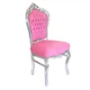 Barockstuhl Barock Stuhl Rosa Silber Stoff Esszimmer Produktbild-Vorschau 2