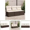 The Living Store Gartensofa mit Kissen 3-Sitzer Braun Poly Produktbild-Vorschau 1