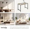 A collage of four interior design scenes: a dining room, a home office desk, a living room, and a bedroom. The brand logo is at the bottom left. Produktbild-Vorschau