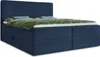A navy blue corduroy boxspring bed with a headboard and two storage drawers is shown against a white background. Produktbild-Vorschau
