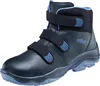 A single black and blue Atlas safety boot with velcro straps is shown against a white background. Produktbild-Vorschau