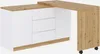 A white and wood-colored desk with drawers and a rotating tabletop, shown from a slightly elevated side angle against a white background. Anteprima dell’immagine prodotto