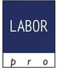 The image shows the word LABOR in large white letters on a dark blue background, with the letters p, r, and o in smaller white letters on a white background below. Anteprima dell’immagine prodotto