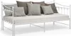 A white metal daybed with a mattress and several throw pillows. Produktbild-Vorschau