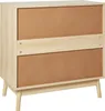 A light wood-tone dresser with three drawers, shown from the front. Podgląd zdjęcia produktu