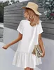 ASKSA Femme Robe d'été Bouton Down Robe en lin Robe de Voir les images du produit 3