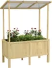 A wooden raised garden bed with a clear plastic lid, filled with red and green plants. Produktbild-Vorschau