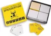 A yellow game box with the title "KAMPF GEGEN DAS SPIESSERTUM" and several cards are laid out in front of it, some white and some yellow. A black box containing more cards is also visible. Produktbild-Vorschau