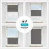 A collage of four windows showing different levels of blinds being adjusted. Produktbild-Vorschau