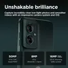Close-up of the rear camera module of a smartphone, with text overlays describing camera specifications. Produktbild-Vorschau