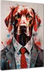 Hund im Anzug Pop Art Red Leinwandbild Wandbild Kunstdruck Produktbild-Vorschau 1
