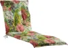 A colorful lounge chair cushion with a floral and leaf pattern, isolated on a white background. Produktbild-Vorschau