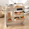 A wooden toy grocery store with various toy food items displayed. Náhled obrázku produktu