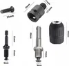 Various drill bit adapters and chucks are displayed with dimensions indicated by measurement lines and numbers. Produktbild-Vorschau