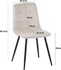 A beige upholstered chair with black metal legs, shown with dimensions indicated by text and lines. Náhled obrázku produktu