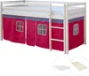 Homestyle4u podkrovní postel 90x200 se závěsem na matraci Náhled obrázku produktu 15
