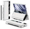 Multiple views of a silver and white flip case for a Samsung Galaxy Z Fold7 5G phone, with a stylus holder. Anteprima dell’immagine prodotto