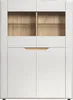 A white highboard with wooden accents. Produktbild-Vorschau