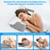 A woman sleeping on a pillow, with smaller images showing different sleeping positions. Produktbild-Vorschau