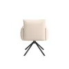 A rear view of a beige upholstered chair with a black metal base. Produktbild-Vorschau