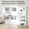 K-Möbel Vitrine en verre debout en blanc (176x67x33 cm) Voir les images du produit 4