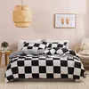 Bettwäsche 200 x 200 cm Kariert Bettbezug Set Schwarz Weiß Produktbild-Vorschau 4