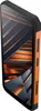 A rugged smartphone with an orange and black case, displayed at an angle against a white background. Voir les images du produit