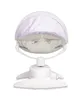 A white baby swing with a purple canopy is shown against a white background. Produktbild-Vorschau