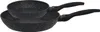 A set of two black frying pans with speckled grey and white interiors and black handles, stacked on a white background. Produktbild-Vorschau
