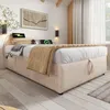 A bedroom scene featuring a bed with charging capabilities and storage. Produktbild-Vorschau