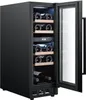 A wine cooler with bottles inside, the door is open. Produktbild-Vorschau