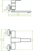 Technical drawing with dimensions of a bathroom faucet. Podgląd zdjęcia produktu