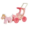 A pink toy horse and carriage set on a white background. Produktbild-Vorschau