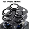 A close-up view of camera lens protectors for an iPhone 12 Mini, stacked on top of each other, with the phone's camera lenses visible underneath. Produktbild-Vorschau